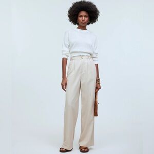 Madewell The Harlow Wide Leg Pants Beige Size 12 High‎ Rise Tailored